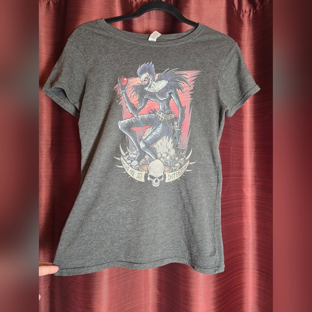 Large Graphic Gray Death Note T-Shirt with Anime Design